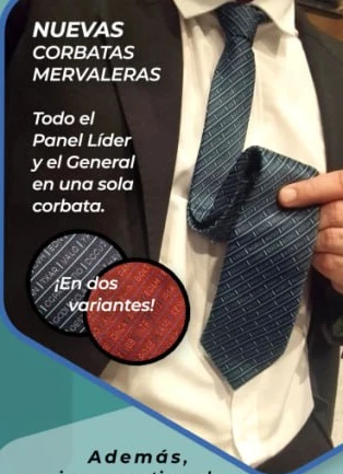 Corbata mervalera con nombres del Panel Líder y General